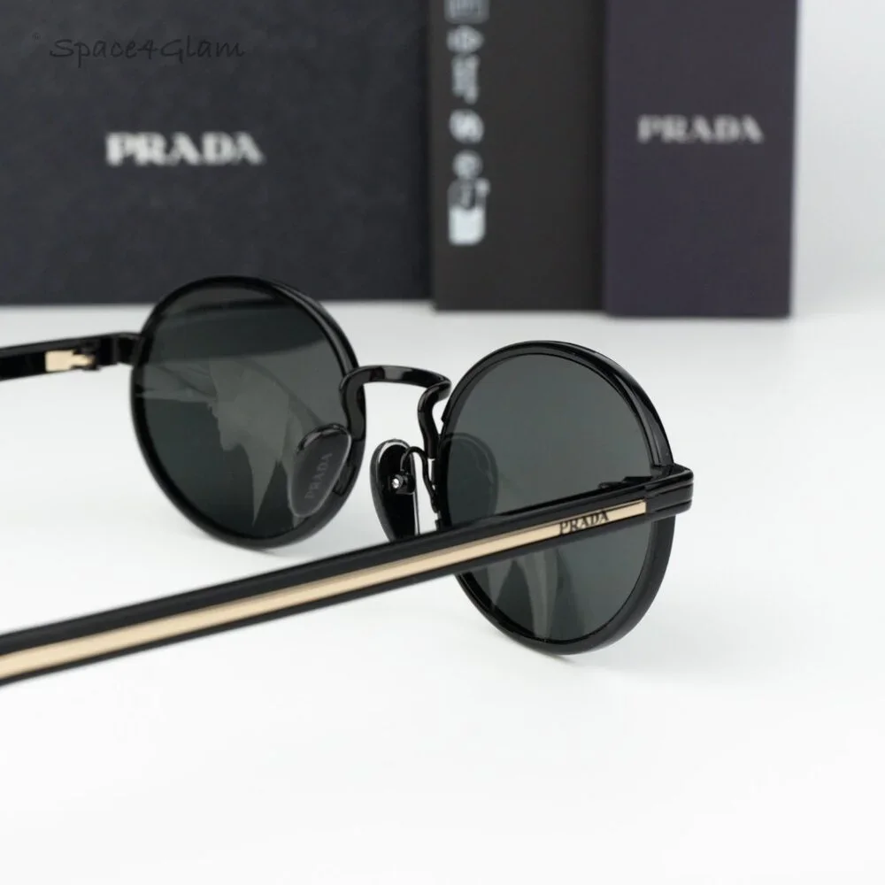 Prada Men Sunglasses Black Grey Oval PRB56S AAV08Z NEW AUTHENTIC